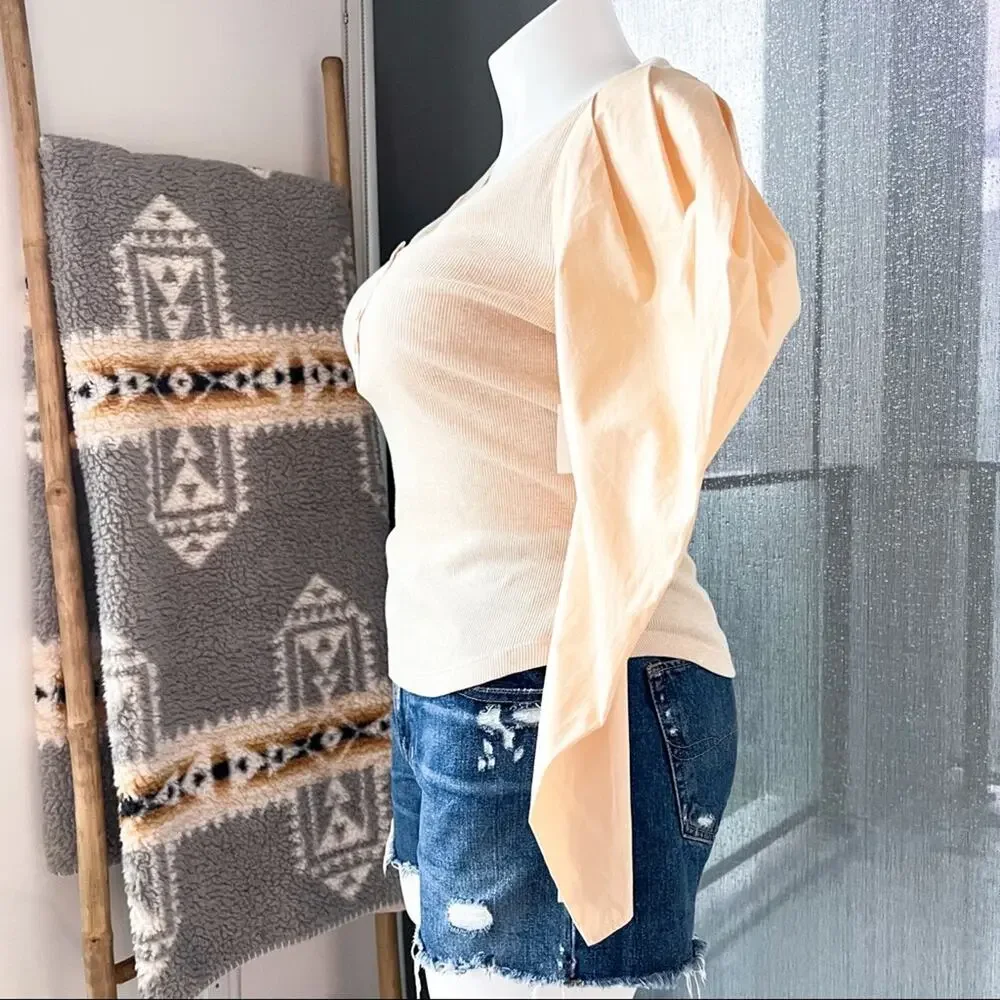 Ulla Johnson Joanne Oatmeal Long Puff Sleeve Pullover Top Women’s Medium - Picture 5 of 13